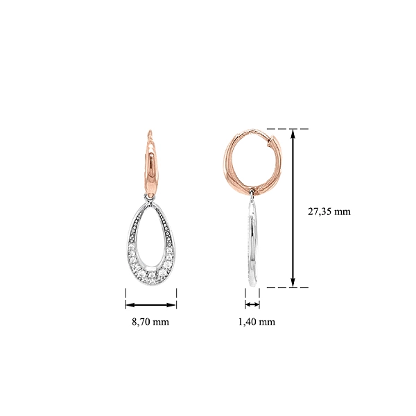 Vòng tai dạng chuỗi với đá zircon trong vàng