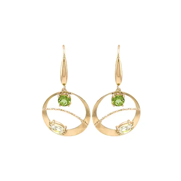 Vòng tai vàng đính đá lủng lẳng