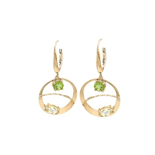 Vòng tai vàng đính đá lủng lẳng