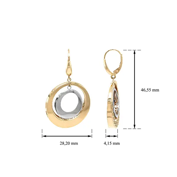 Vòng tai đeo dài kết hợp vàng