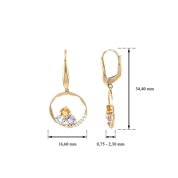 Vòng tai vàng đính đá zircon