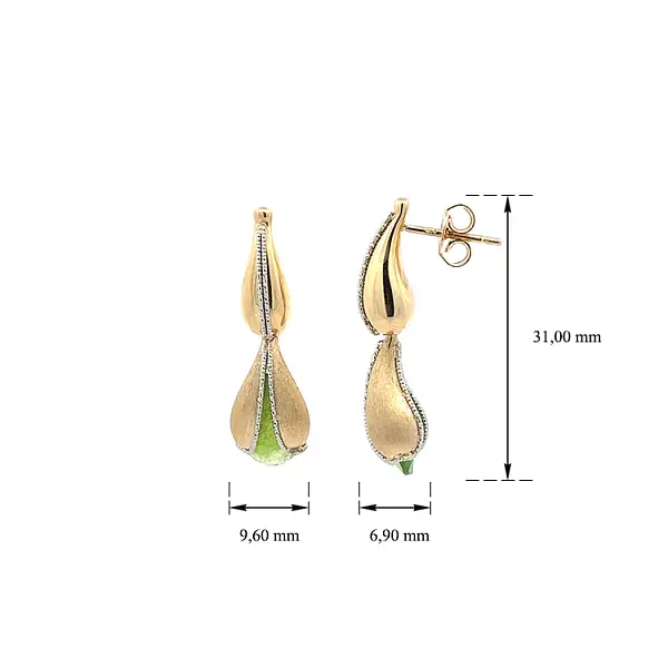 Vòng tai vàng đính đá xanh