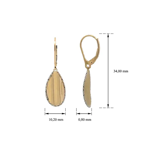 Vòng tai vàng đính đá lủng lẳng