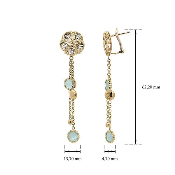 Vòng tai vàng đính đá lủng lẳng