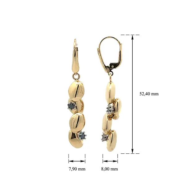 Vòng tai vàng đính đá đen