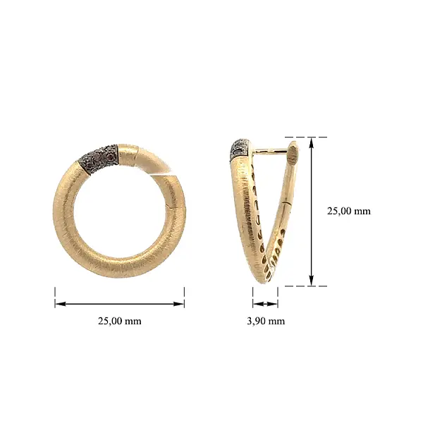 Vòng tai vàng đính đá đen