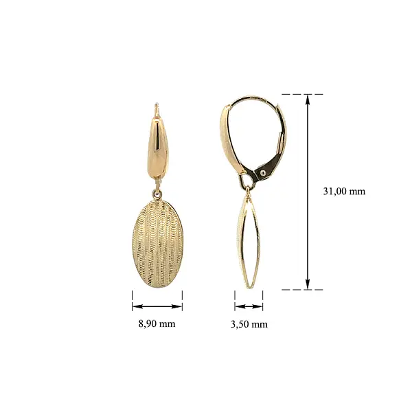 Vòng tai vàng đính đá lủng lẳng