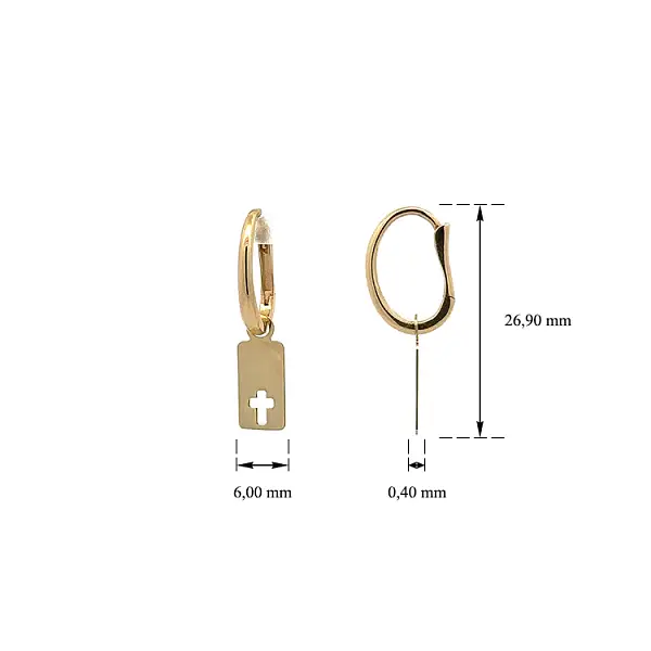 Vòng tai vàng đính đá lủng lẳng