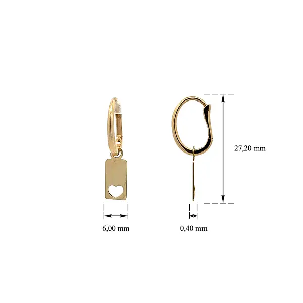 Vòng tai vàng đính đá lủng lẳng