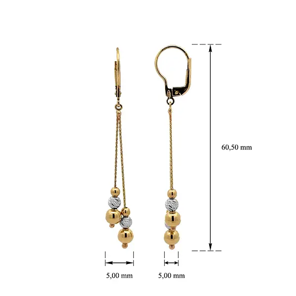 Vòng tai vàng đính đá lủng lẳng