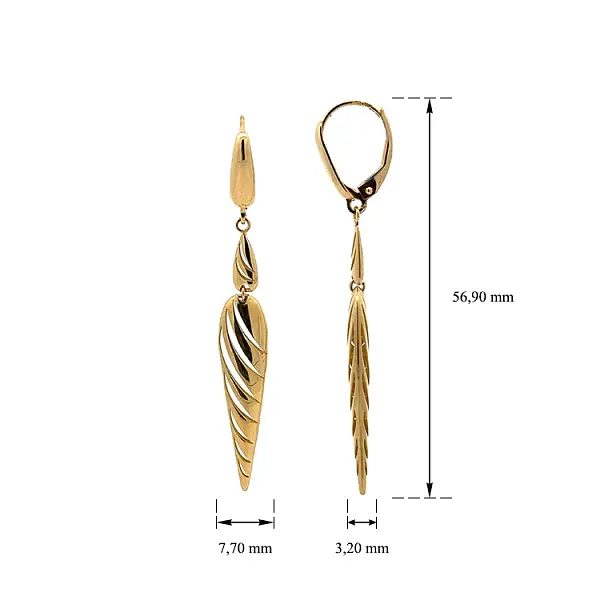 Vòng tai vàng đính đá lủng lẳng