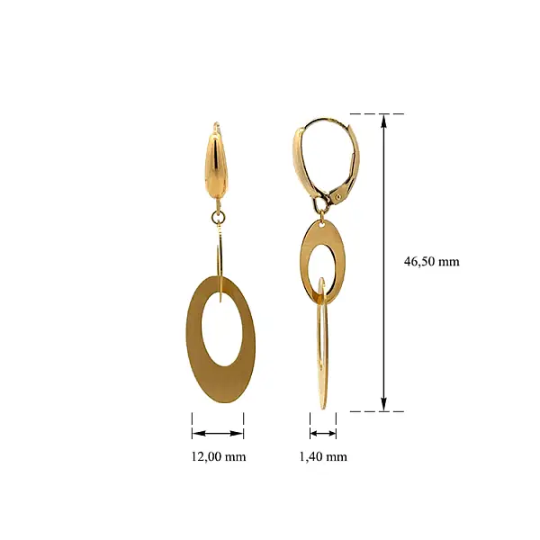 Vòng tai vàng đính đá lủng lẳng