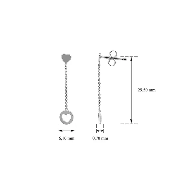 Vòng tai vàng hình trái tim treo