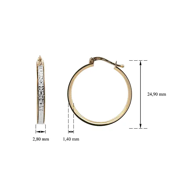 Vòng tai tròn bằng vàng kết hợp