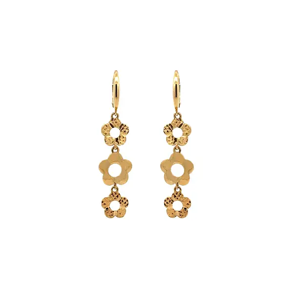 Vòng tai vàng đính hoa