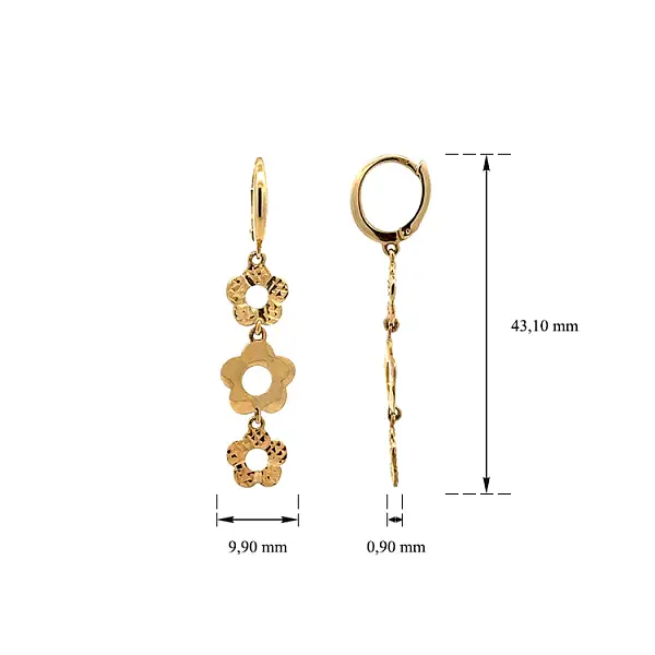 Vòng tai vàng đính hoa