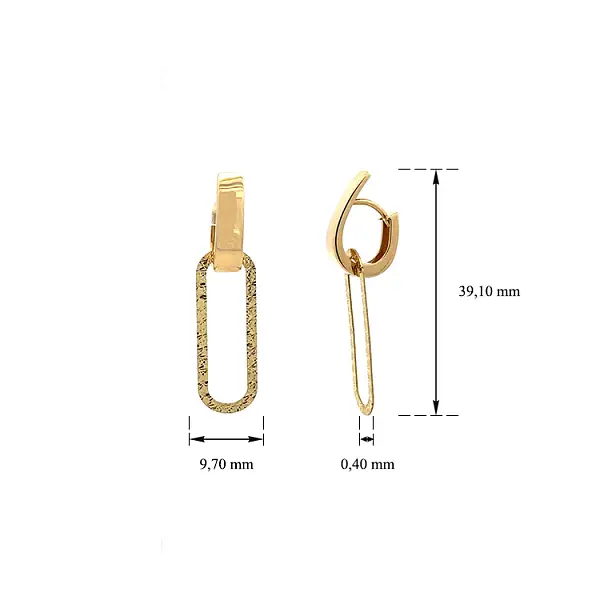 Vòng tai vàng đính đá lủng lẳng