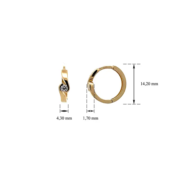 Vòng tai tròn vàng đính đá zircon