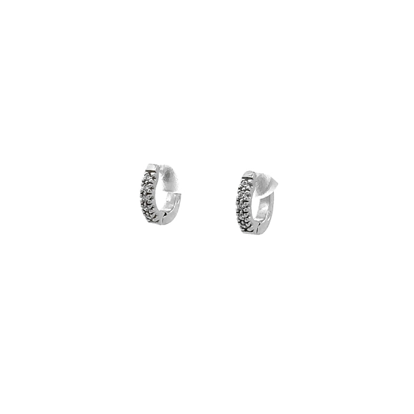 Vòng tai tròn với đá zircon trắng vàng