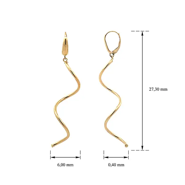 Vòng tai vàng đính đá lủng lẳng