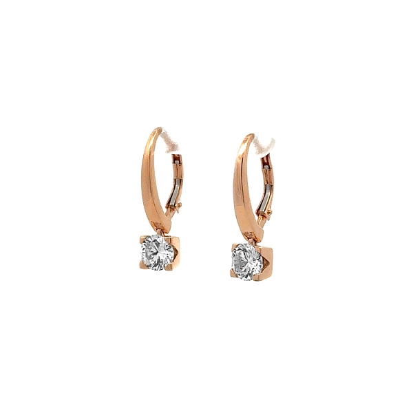 Vòng tai đeo dài với đá zircon màu vàng hồng