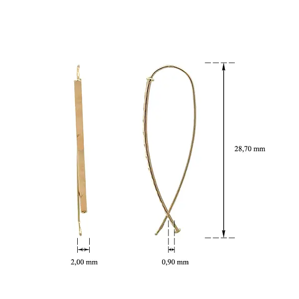 Vòng tai vàng đính đá lủng lẳng