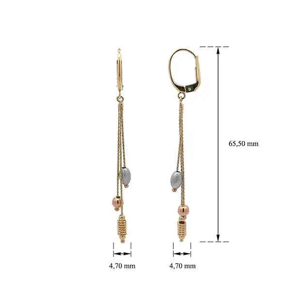 Vòng tai đeo dài kết hợp vàng