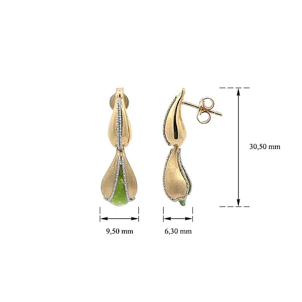 Vòng tai vàng đính đá xanh