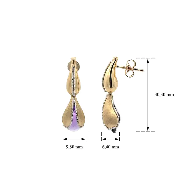 Vòng tai vàng đính đá tím