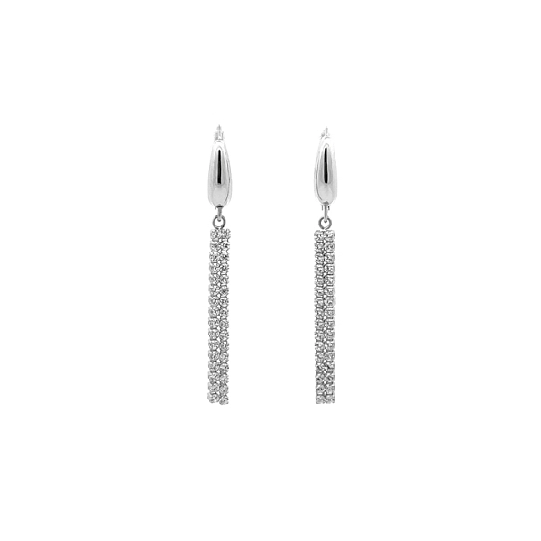 Vòng tai đeo dài bằng vàng trắng đính đá zircon