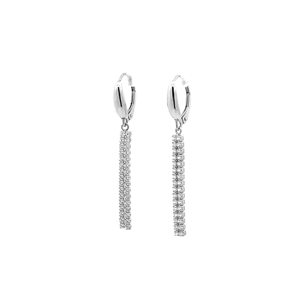 Vòng tai đeo dài bằng vàng trắng đính đá zircon