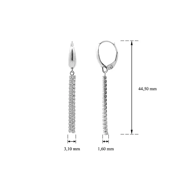 Vòng tai đeo dài bằng vàng trắng đính đá zircon