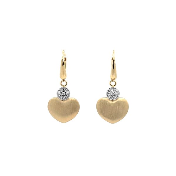 Vòng tai vàng với đá zircon hình trái tim