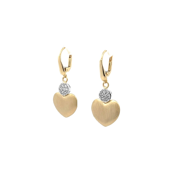 Vòng tai vàng với đá zircon hình trái tim