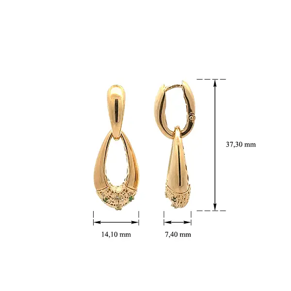 Vòng tai vàng đính đá màu