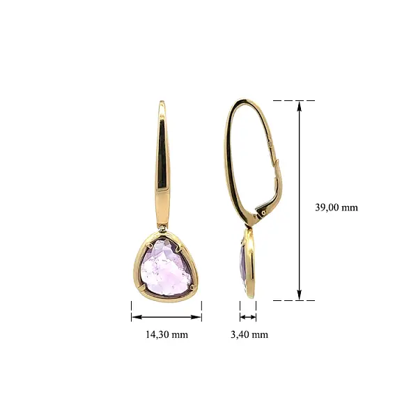 Vòng tai vàng đính đá tím