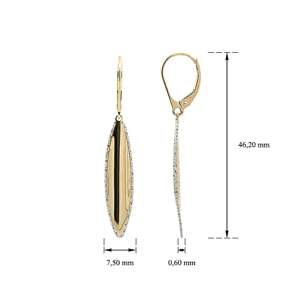 Vòng tai vàng đính đá lủng lẳng