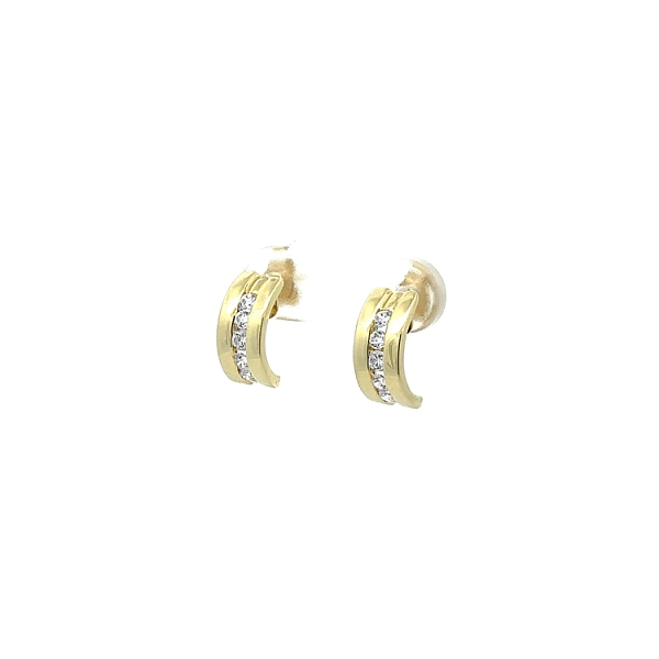 Vòng tai vàng đính đá zircon hình bán nguyệt