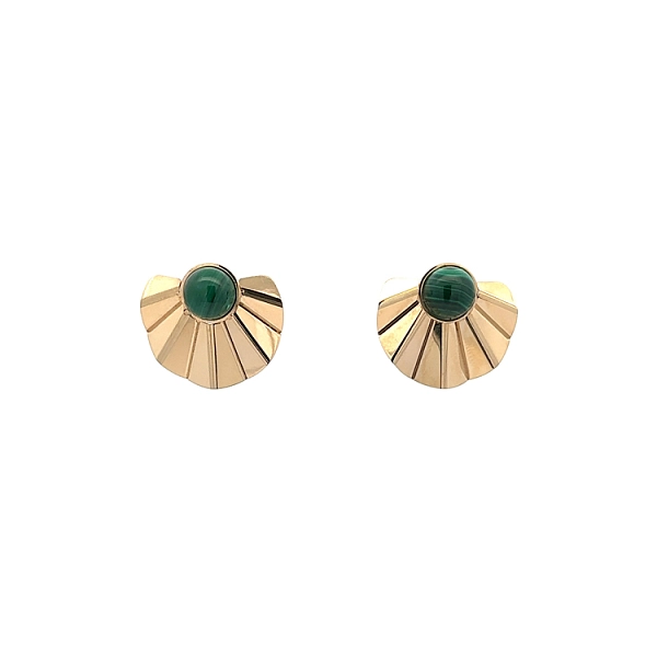 Vòng tai vàng đính đá malachite