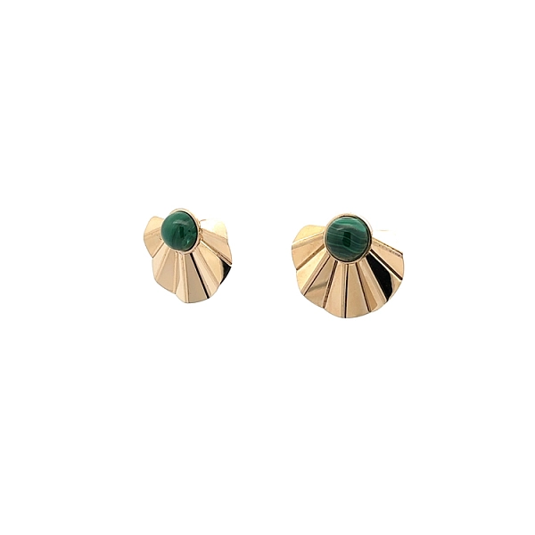 Vòng tai vàng đính đá malachite
