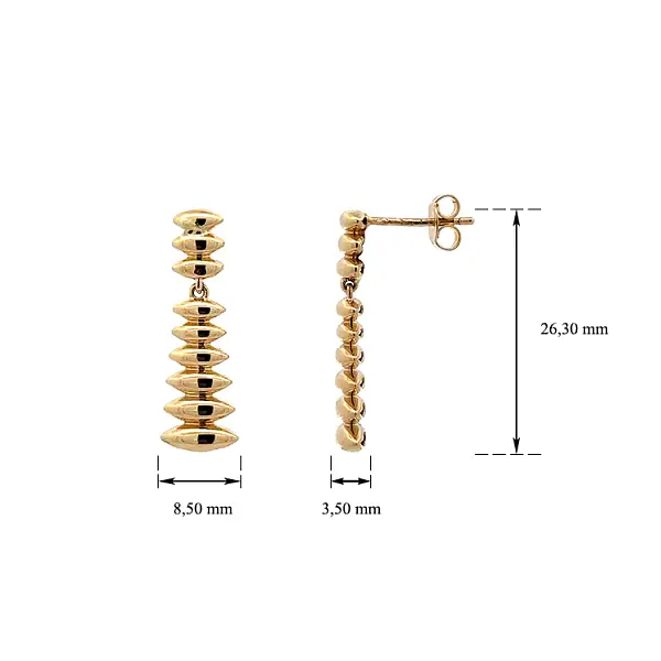 Vòng tai vàng đính đá lủng lẳng