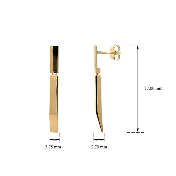 Vòng tai vàng đính đá lủng lẳng