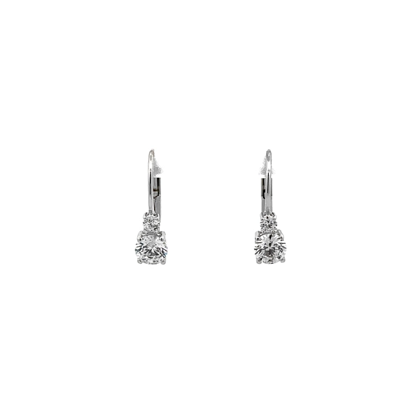 Khuyên tai bằng vàng trắng đính đá zircon trắng