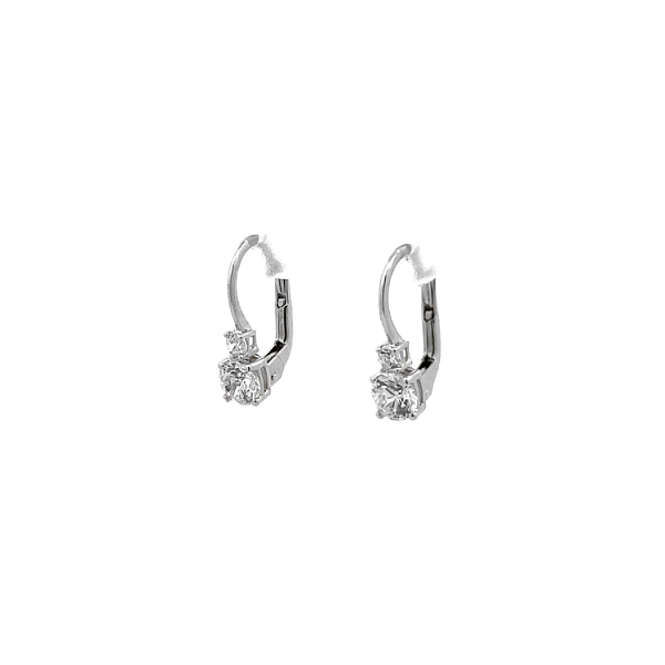 Khuyên tai bằng vàng trắng đính đá zircon trắng