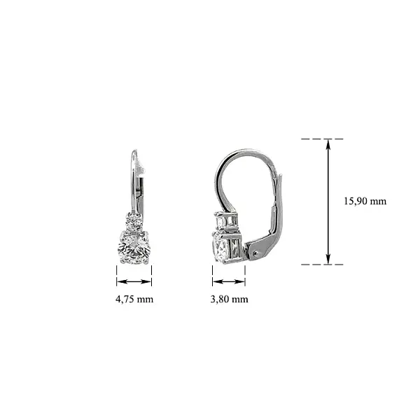 Khuyên tai bằng vàng trắng đính đá zircon trắng