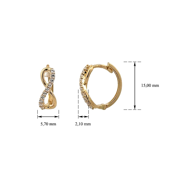 Vòng tai Vô cực vàng với đá zirconia