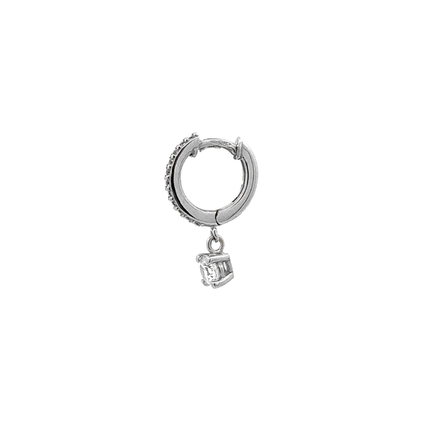 Vòng tai dạng chuỗi với đá zircon trắng và vàng trắng