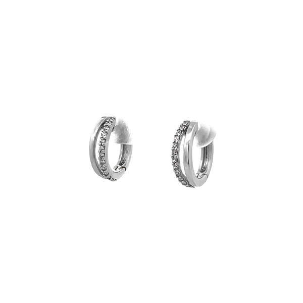 Vòng tai tròn với đá zircon trắng vàng