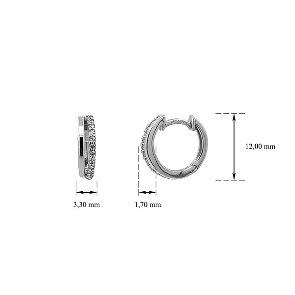 Vòng tai tròn với đá zircon trắng vàng