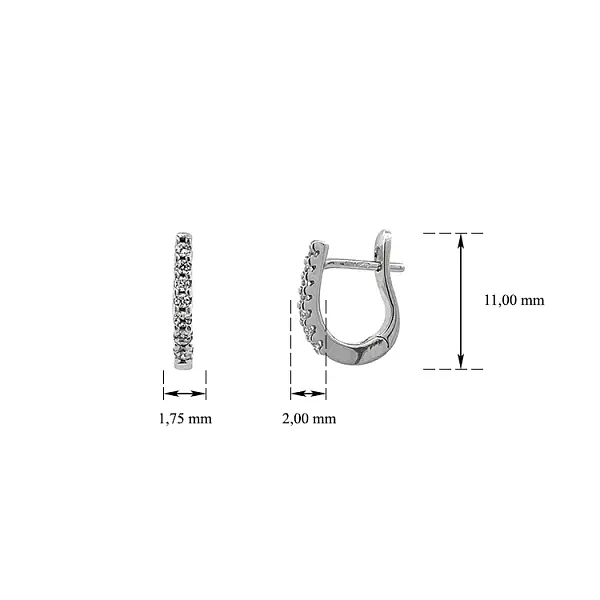 Khuyên tai bằng vàng trắng đính đá zircon trắng